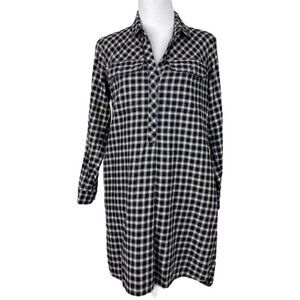 Madewell Women’s Black Darkwalk Shirtdress in Hilldale Plaid Casual Small/C40.5